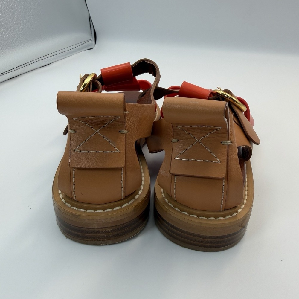 See By Chloe Fisherman Millye Orange Beige PV Rubber Sandals Size 38 (8) - Picture 6 of 12